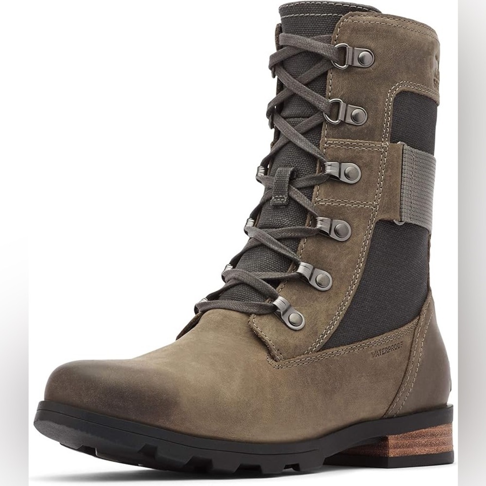 Sorel Women's Emelie Conquest Boot Light & Heavy Rain Waterproof Quarry Sz 10